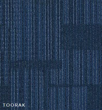 patterned, blue striped carpet tile sample of the COMMONWEALTH range called Toorak on sale at  Concord Floors.