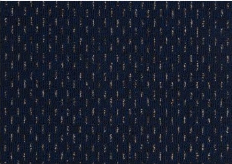 big elongated pin dot pattern on a blue background color, commercial carpet sample of the Mandini range sold by Concord Floors.