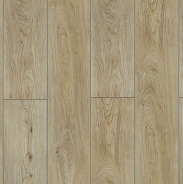 a photo of sample board of laminate flooring, 12mm thick laminate flooring  board, of a brand and color (1-EUROPEAN OAK)
 available to the public to buy from Concord Floors