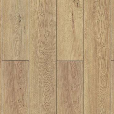 a photo of sample board of laminate flooring, 12mm thick laminate flooring  board, of a brand and color (I-GOLDEN OAK)
 available to the public to buy from Concord Floors