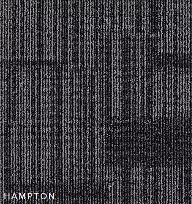 patterned, white and black , striped, carpet tile sample of the COMMONWEALTH range called hampton on sale at  Concord Floors.