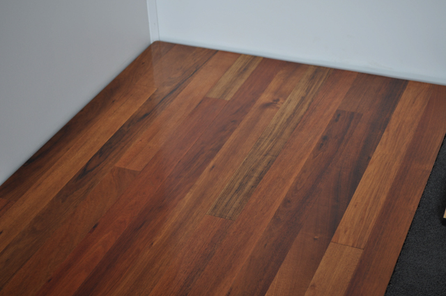 Tasmanian Blackbutt hardwood timber flooring installed in a loungeroom.